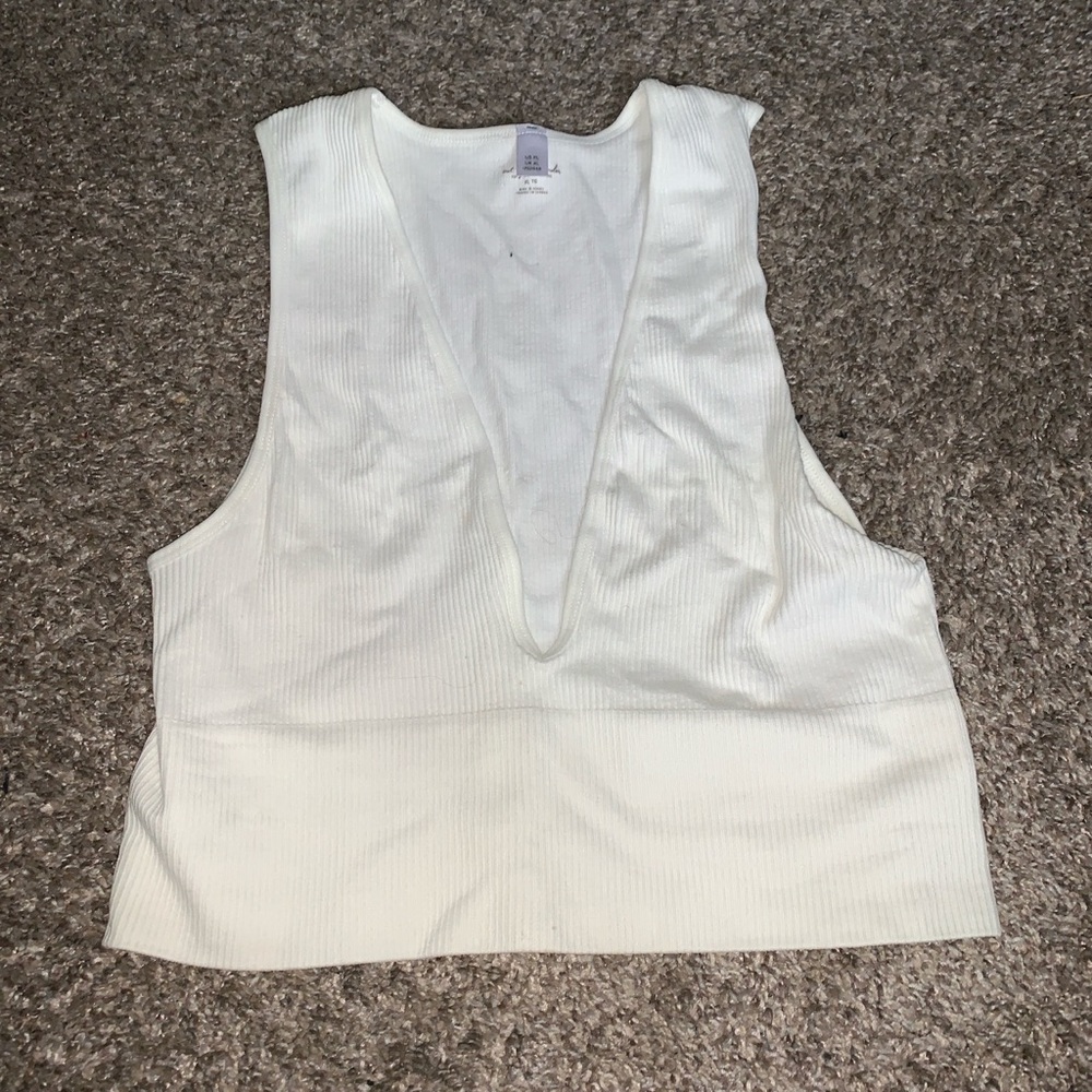Cream Plunge Neck Crop Top